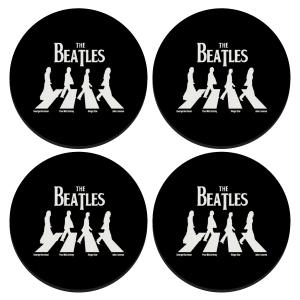 The Beatles — ΣΕΤ 4 Σουβέρ ξύλινα στρογγυλά (9cm)