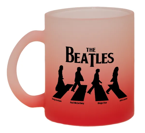 The Beatles — Κούπα γυάλινη δίχρωμη με βάση το κόκκινο ματ, 330ml