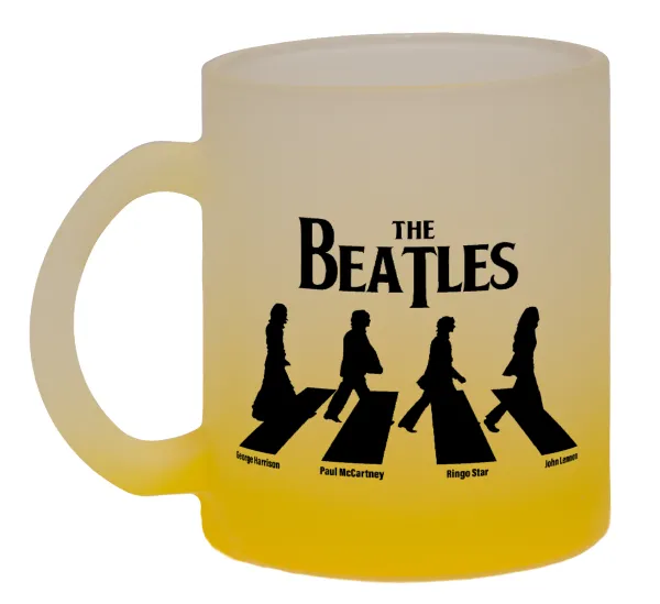 The Beatles — Κούπα γυάλινη δίχρωμη με βάση το κίτρινο ματ, 330ml