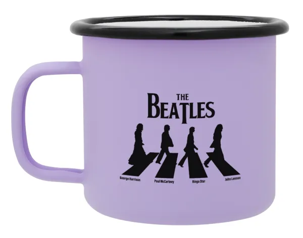 The Beatles — Metal enamel mug, matte light pastel purple, 360ml