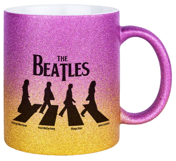 The Beatles — Gold/pink glitter mug, ceramic, 330ml