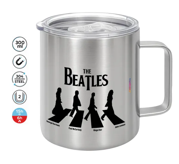 The Beatles — Double-walled stainless steel mug 300ml with temperature-retaining lid