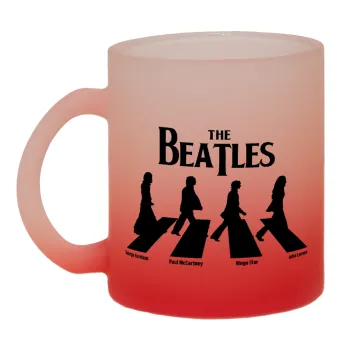 The Beatles, Abbey Road, Κούπα γυάλινη δίχρωμη με βάση το κόκκινο ματ, 330ml
