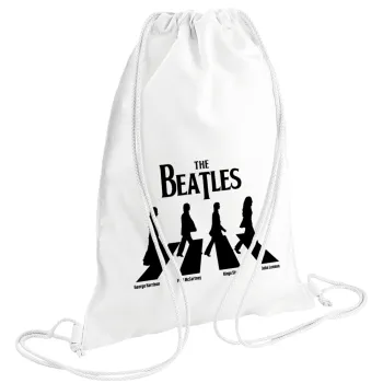 The Beatles, Abbey Road, Τσάντα πλάτης πουγκί GYMBAG λευκή (28x40cm)