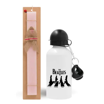 The Beatles, Abbey Road, Easter Set, metallic aluminum bottle (500ml) & aromatic flat Easter candle (30cm) (PINK)