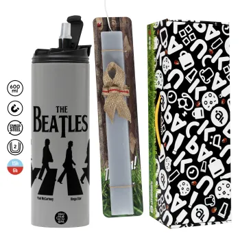 The Beatles, Abbey Road, Easter candle with Grey Tumbler Thermo 600ml & aromatic flat candle (30cm) (GREY)