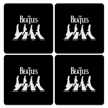 The Beatles, Abbey Road, ΣΕΤ 4 Σουβέρ ξύλινα τετράγωνα (9cm)