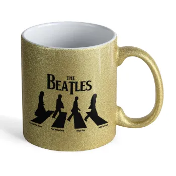 The Beatles, Abbey Road, Κούπα Χρυσή Glitter που γυαλίζει, κεραμική, 330ml