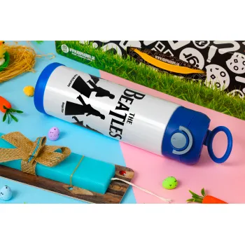 The Beatles, Abbey Road, Easter candle, Childrens hot water bottle, stainless steel, with safety straw, BLUE (500ml)