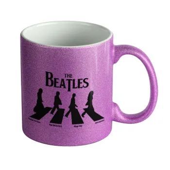 The Beatles, Abbey Road, Κούπα Μωβ Glitter που γυαλίζει, κεραμική, 330ml