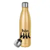 Glitter gold stainless steel thermos bottle, double-walled, 500ml
