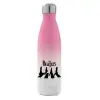 Metal mug thermos Pink/White (Stainless steel), double wall, 500ml