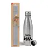 Easter Set, metallic Inox water bottle (750ml) & aromatic flat Easter candle (30cm) (GRAY)