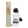 Easter Set, metallic aluminum water bottle (500ml) & scented flat candle (30cm) (TURQUOISE)