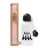 Easter Set, metallic aluminum bottle (500ml) & aromatic flat Easter candle (30cm) (PINK)