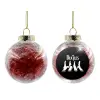 Transparent Christmas tree ball ornament with red filling 8cm