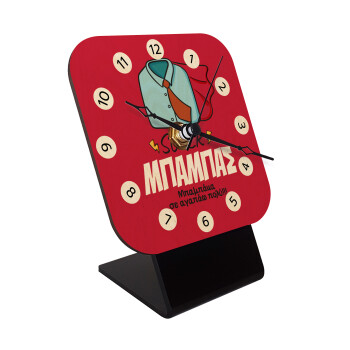 SUPER ΜΠΑΜΠΑΣ, Επιτραπέζιο ρολόι σε φυσικό ξύλο (10cm)