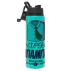 Metallic water bottle with safety lid, 850ml aluminum