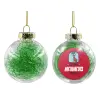 Transparent Christmas tree ball ornament with green filling 8cm