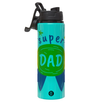 Μπαμπά είσαι για μετάλλιο, Μεταλλικό παγούρι νερού με καπάκι ασφαλείας, αλουμινίου 850ml