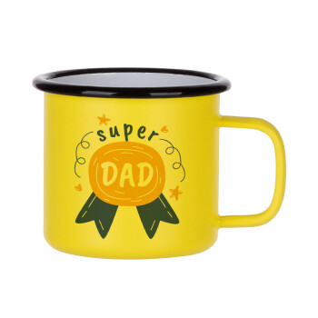 Μπαμπά είσαι για μετάλλιο, Κούπα Μεταλλική εμαγιέ ΜΑΤ Κίτρινη 360ml