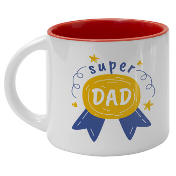 Μπαμπά είσαι για μετάλλιο, Κούπα κεραμική 400ml Λευκή/Κόκκινη