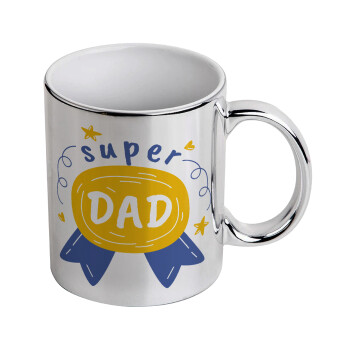 Μπαμπά είσαι για μετάλλιο, Mug ceramic, silver mirror, 330ml