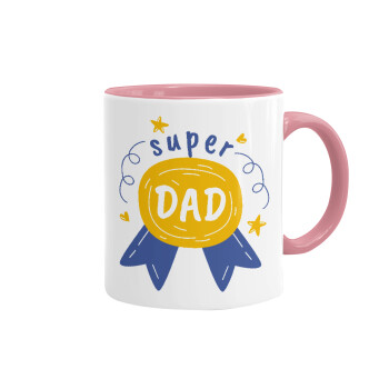 Μπαμπά είσαι για μετάλλιο, Mug colored pink, ceramic, 330ml