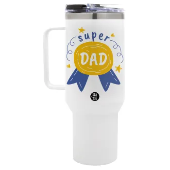 Μπαμπά είσαι για μετάλλιο, Mega Tumbler με καπάκι, διπλού τοιχώματος (θερμό) 1,2L