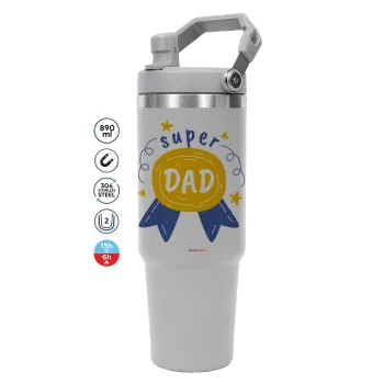 Μπαμπά είσαι για μετάλλιο, GREY color, 890ml (30oz) stainless Steel Tumbler with Handle