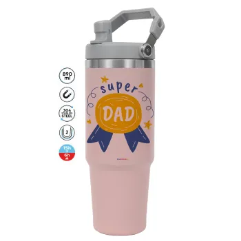 Μπαμπά είσαι για μετάλλιο, Pink color, 890ml (30oz) stainless Steel Tumbler with Handle