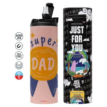 Μπαμπά είσαι για μετάλλιο, Tumbler stainless steel PINK 600ml