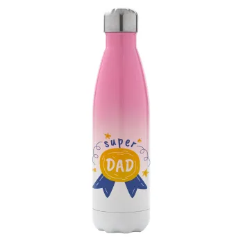 Μπαμπά είσαι για μετάλλιο, Metal mug thermos Pink/White (Stainless steel), double wall, 500ml