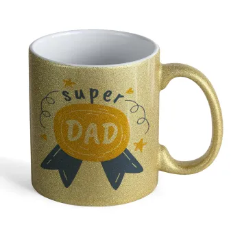 Μπαμπά είσαι για μετάλλιο, Κούπα Χρυσή Glitter που γυαλίζει, κεραμική, 330ml