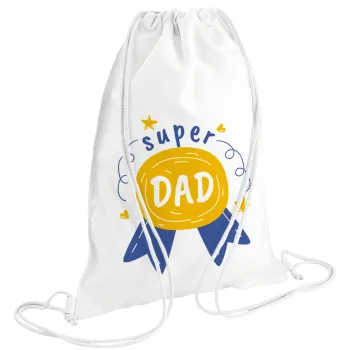 Μπαμπά είσαι για μετάλλιο, Backpack pouch GYMBAG white (28x40cm)