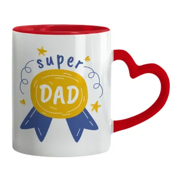 Μπαμπά είσαι για μετάλλιο, Mug heart red handle, ceramic, 330ml