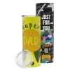 Neon Yellow Travel Tumbler, with metal straw (Stainless steel 304 Food grade, BPA free, 600ml)