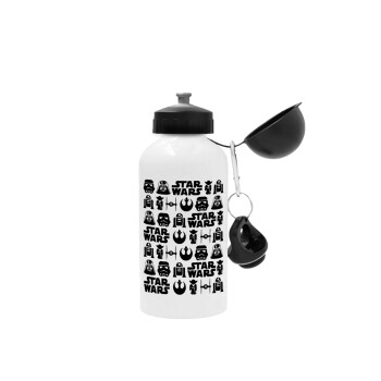 Star Wars Pattern, Μεταλλικό παγούρι νερού, Λευκό, αλουμινίου 500ml