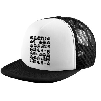 Star Wars Pattern, Καπέλο Soft Trucker με Δίχτυ Black/White 