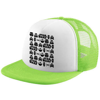 Star Wars Pattern, Καπέλο Soft Trucker με Δίχτυ Πράσινο/Λευκό
