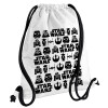 Star Wars Pattern, Τσάντα πλάτης πουγκί GYMBAG λευκή, με τσέπη (40x48cm) & χονδρά κορδόνια