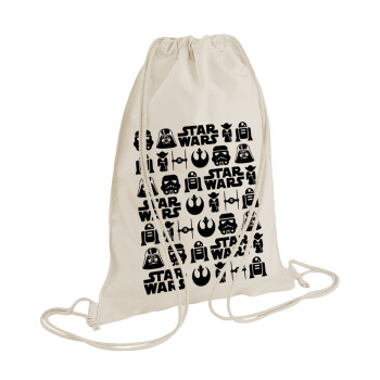Star Wars Pattern, Τσάντα πλάτης πουγκί GYMBAG natural (28x40cm)