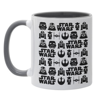 Star Wars Pattern, Κούπα χρωματιστή γκρι, κεραμική, 330ml