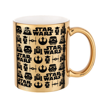 Star Wars Pattern, Mug ceramic, gold mirror, 330ml