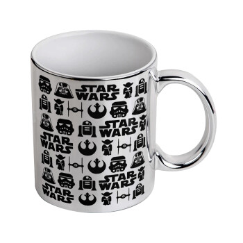 Star Wars Pattern, Κούπα κεραμική, ασημένια καθρέπτης, 330ml