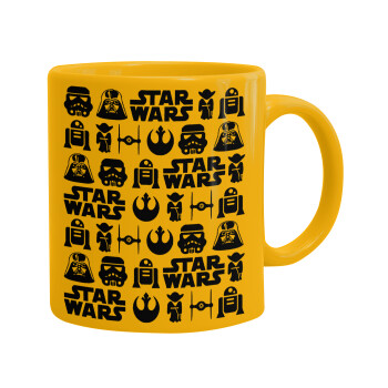 Star Wars Pattern, Ceramic coffee mug yellow, 330ml (1pcs)