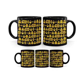 Star Wars Pattern, Mug black, ceramic, 330ml