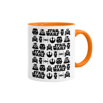 Star Wars Pattern, Mug colored orange, ceramic, 330ml