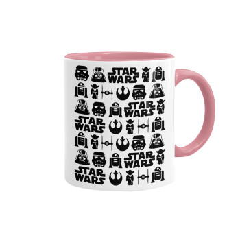 Star Wars Pattern, Mug colored pink, ceramic, 330ml