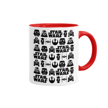 Star Wars Pattern, Mug colored red, ceramic, 330ml